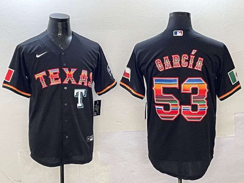 Men Texas Rangers #53 Garcia Black Mexico 2025 Nike MLB Jersey style 2->texas rangers->MLB Jersey
